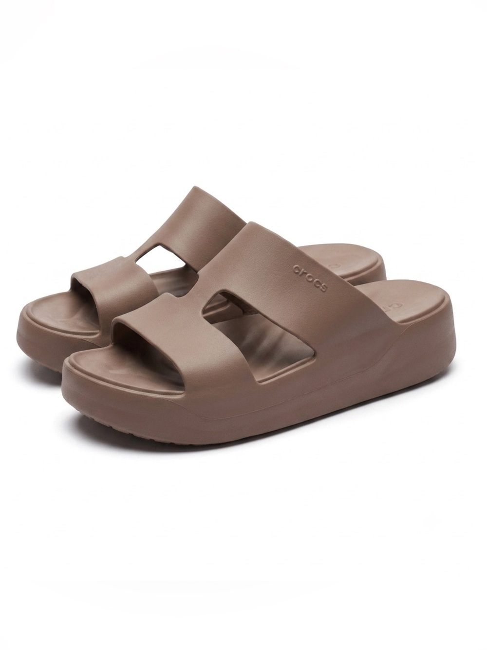 Crocs Getaway Platform H-Strap Slides Mushroom Brown Tan Women’s 11